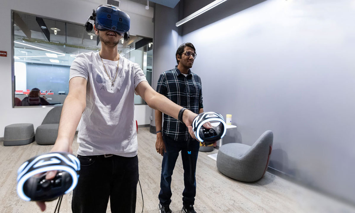 a student using VR