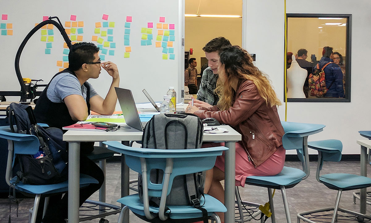 students at a desk