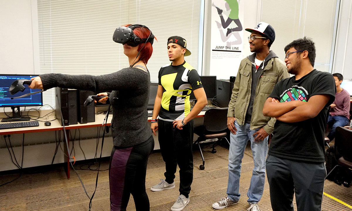 lady using a VR headset