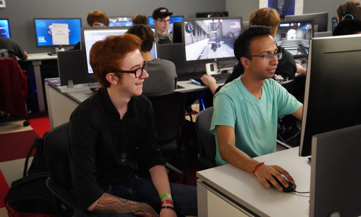 students working together using a computer