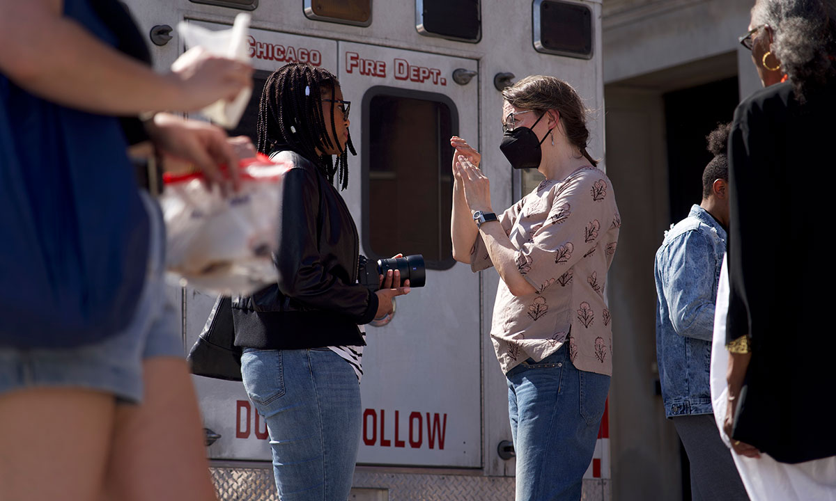 movie film crew chatting
